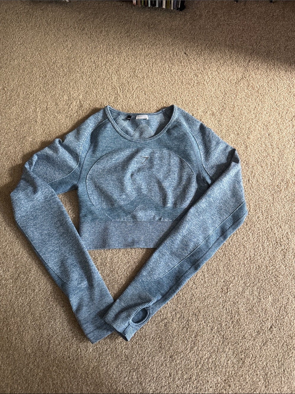 Gymshark Seamless Heather Blue Cropped Long-Sleeve Top